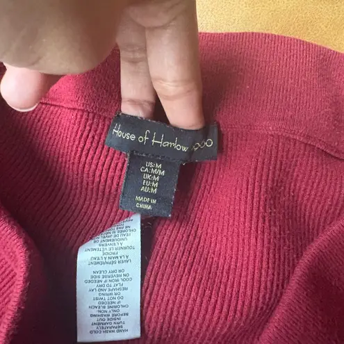 House of Harlow 1960 Ribbed Wide Leg Lounge Pants Burgundy Knit M Red Size M