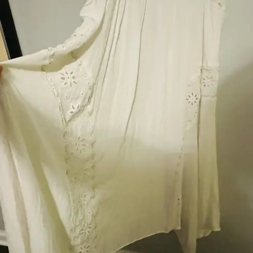 Ramy Brook Ivory Crepe Hourglass V-Neck Sleeveless Lace Cutout Dress Size 10