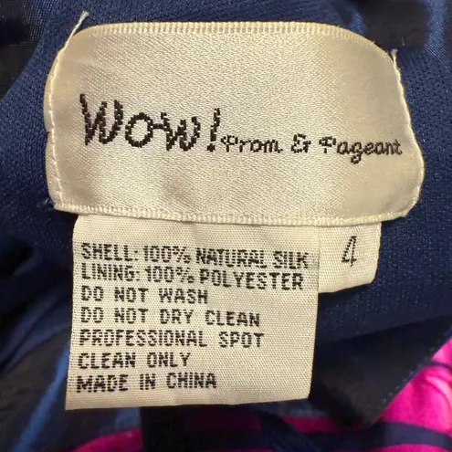 Wow! Prom & Pageant 100% Silk Formal Dress Sleeveless Gold Blue Y2K Size 4