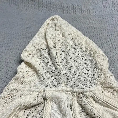 ⭐️Anthropologie Meadow Rue Cream Pointelle Knit Hooded 1/2 Sleeve Sweater Hoodie