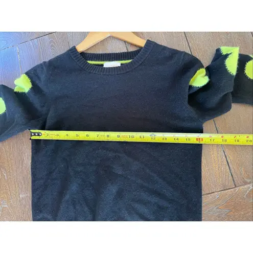 Brodie Cashmere Cashmere Pixel Heart Sleeve Crew Neck Jumper – Black/Yellow Size Black