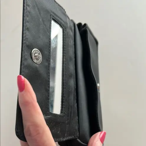 Vintage Garden Botanika black two compartments with mirror cosmetic makeup bag