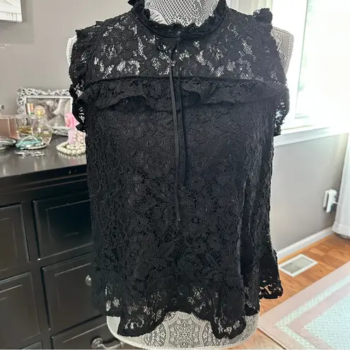 Ambiance Black Lace Mock Neck Date Night Top Large