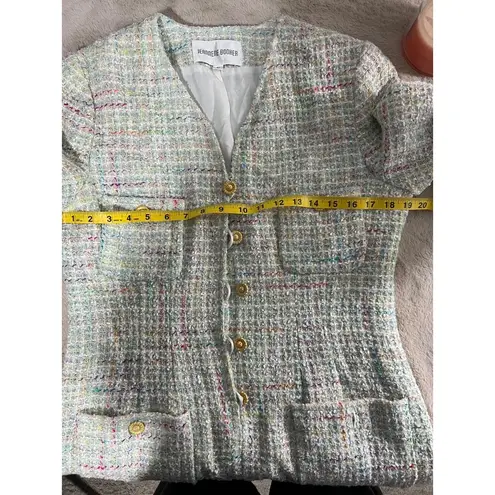 Jeannene Booher Multicolor Tweed Jacket Dress W/ Gold Buttons White Size 10