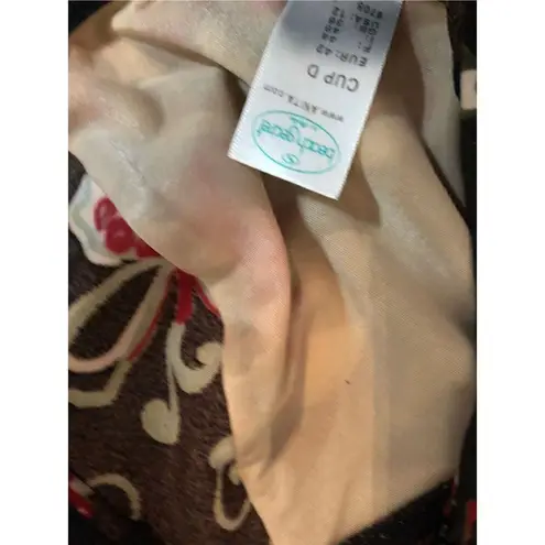 Anita Beach Secret underwire floral pinup rockabilly bikini top Black Size 12