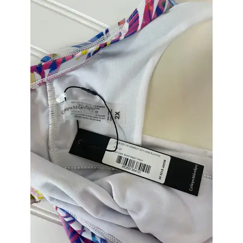 Catherine Malandrino NWT Womens Leaves Ruched 1-PC Swimsuit Plus Size 2X