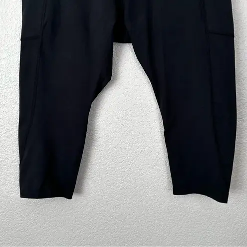 Pact Organic Cotton Black Side Pockets Cropped Leggings, Size XL