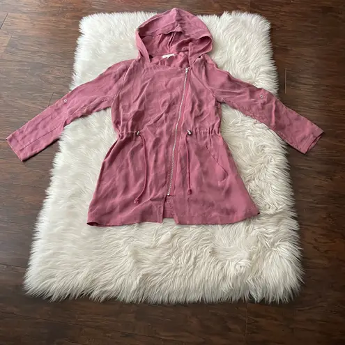 MELLODAY Dusty Rose Tie-Waist Roll-Tab Jacket