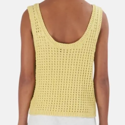 Nanushka Tula cotton linen crochet knit tank top in acid yellow color size S
