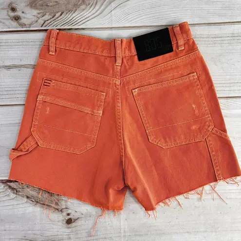 BDG  Urban Outfitters Tangerine Orange Distressed Denim Utility Shorts Size 25