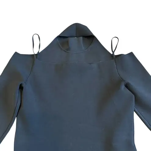 Alexander Wang Black Fitted Bodycon Dress Turtle Neck Cold Shoulder Size Small