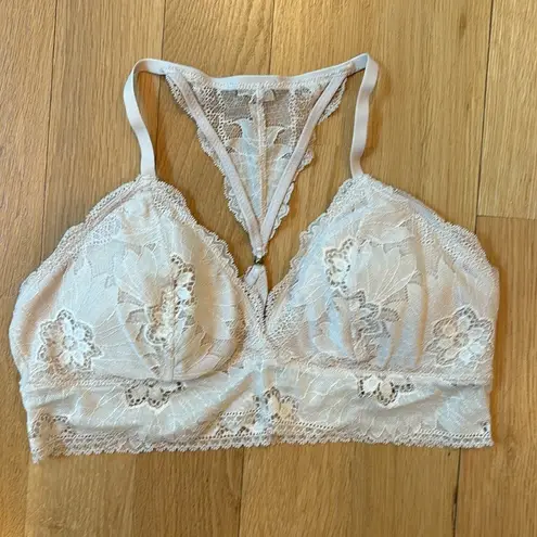 Aerie  Bralette Hibiscus Lace Padded Racerback Bra Size Large