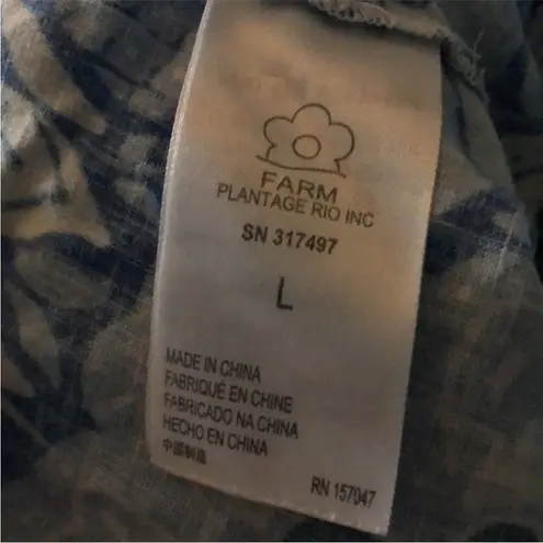 Farm Rio Full of Flowers Vibrant Blue & White Floral Jumpsuit Lace Trim sz Large