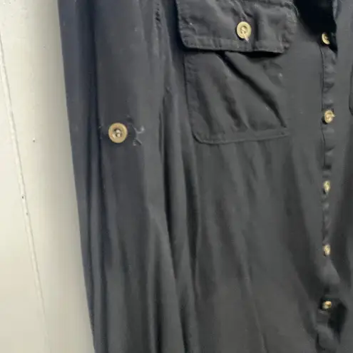 Dotti Womens Top Size 10 Button Front Career Academia Business Casual Workwear Black