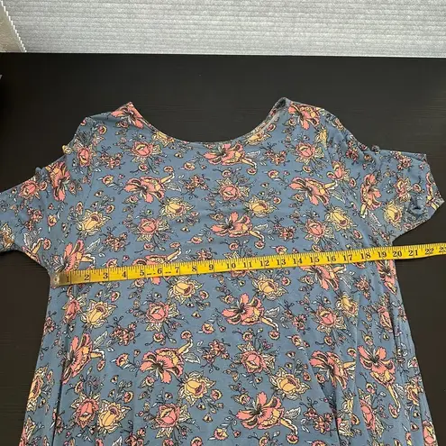 Agnes & Dora Floral Scoop Neck Short Sleeve Sway Midi Shift Dress Size XL FLAW