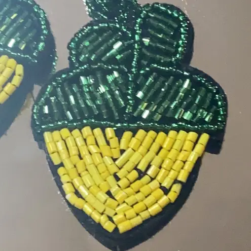 Erika Williner Designs Rice Bead Fruit Lemon Earrings Green