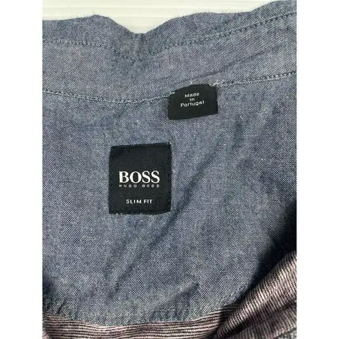 Hugo Boss Slim Fit Heathered Polo Shirt with Chambray Collar women's M