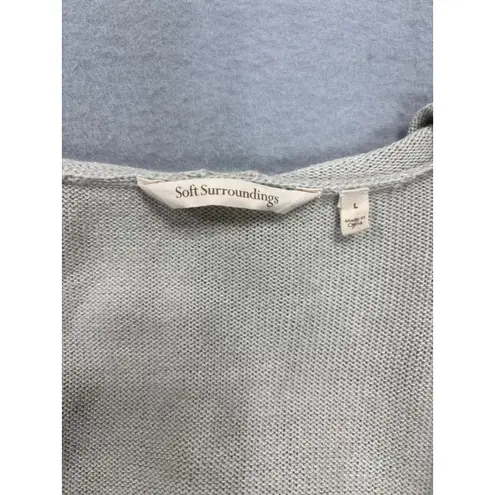 Soft Surroundings Farrah Large Open Front Wool Beige Hooded Cardigan Sweater