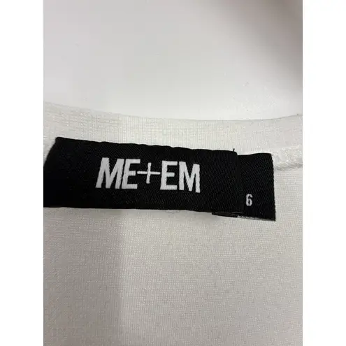 Me+Em Sweatshirt Womens White V Neck Jumper Pullover Top Long Sleeve Size 6