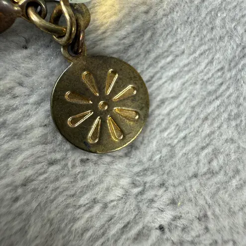 Vintage Opalescent Glass Beaded Necklace Brass Gold Color Chain Links Long White