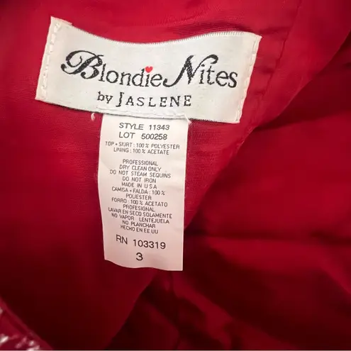 Blondie Nites Authentic Vintage Y2K Red Sequin Prom Dress Corset 2-Piece Jaslene