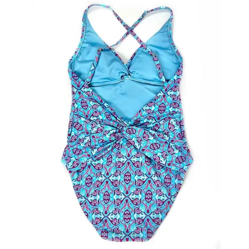Bleu Rod Beattie St. Tropez Printed Plunge Halter One-Piece Swimsuit 8