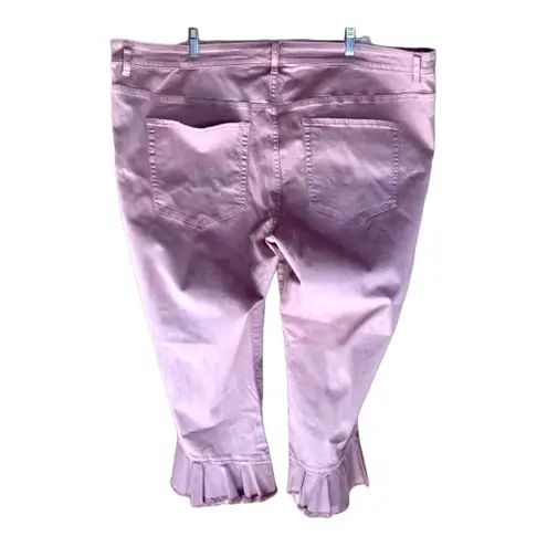 Lane Bryant  Ruffle Bottom Crop Jeans Pink Size 26 NEW NWT