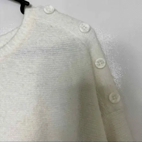 Caslon Womens Size Large Cream Button-Shoulder Sweater Cozy Knit Pullover