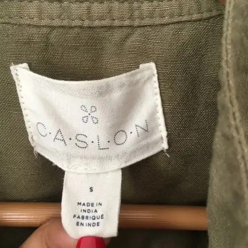 Caslon Olive Green Linen Blend Utility Jacket