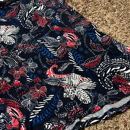 Ny Collection A-Line Midi Skirt in Blue and Red for Resort Wear