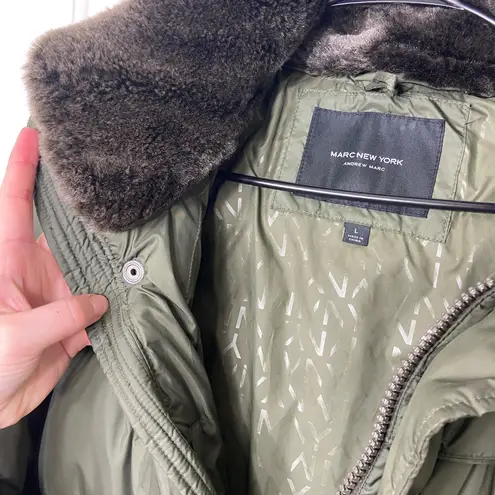 Marc New York Marc New York Andrew Marc men’s dark green faux fur puffer down filled jacket L - Image 6