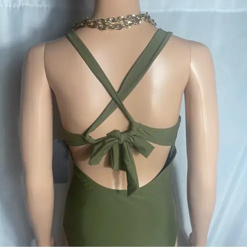 Modern Collective Olive Halter One‑Piece Swimsuit Size M NWT Green Size M