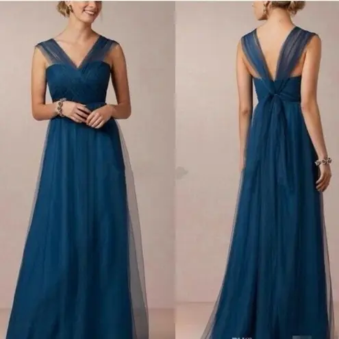 Jenny Yoo for BHLDN Anthropologie “Annabelle” Blue Convertible Column Tulle Gown