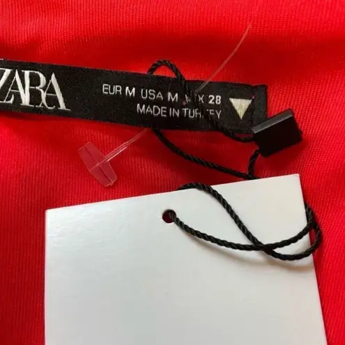 ZARA  Satin Effect Star Print Red Cami Bodysuit size Medium
