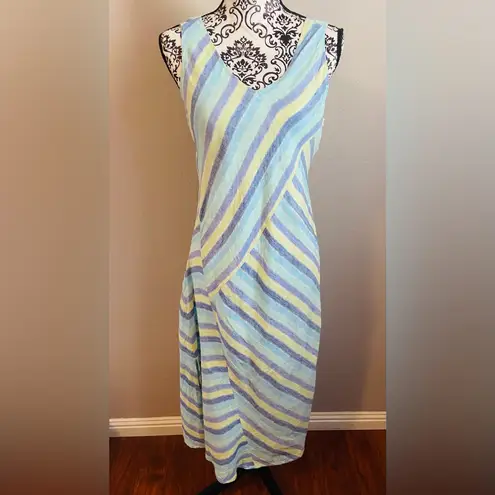 J.JILL 100% linen striped maxi dress Blue Size undefined