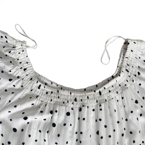 FATE. Anya polka dot ruffled bell sleeve mini dress WHITE BLACK SZ MEDIUM
