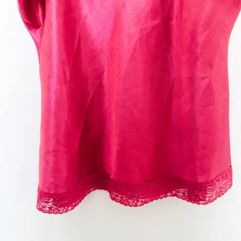 One Step Up Y2K Beaded Lace Cami Dark Pink Size Large Coquette Fairy Glam