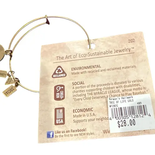 WIND & FIRE TREE OF LIFE Goldtone Bangle Sustainable Bracelet with charms Gold