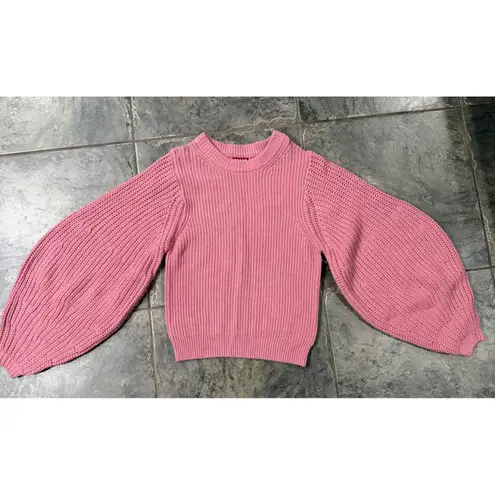 STAUD New! Aura Ribbed Wool-BlendSweater in Damask Pink Sz Small $325
