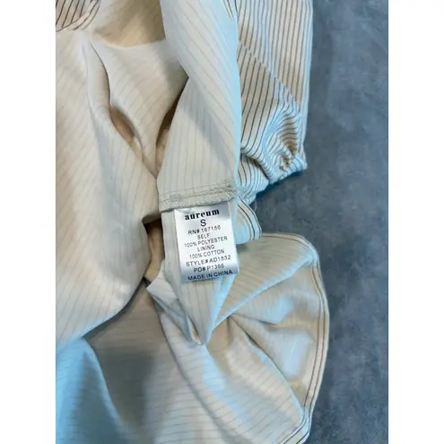 Aureum the Label Puff Sleeve Collared Mini Dress Neutral Beige Ruffle Small Tan