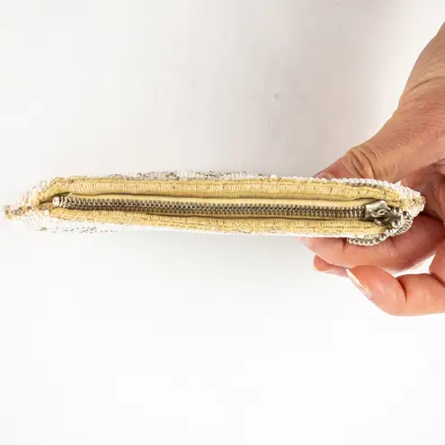 Vintage Handmade White Czechoslovakian Art Deco Beaded Clutch Women One Size