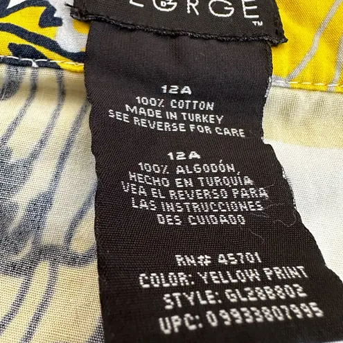 EUC George Sz: 12a Yellow Navy Blue Gray Floral Tropical Lightweight Midi Skirt. Size undefined