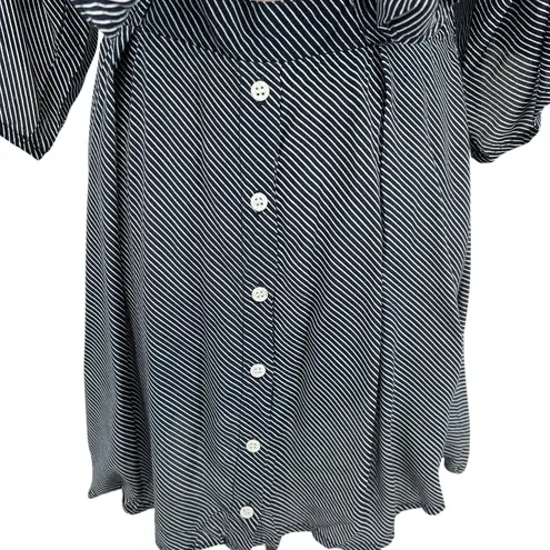 Faithfull the Brand Vinci Tie-Front Dress Cut Out Striped Navy Blue Size US 6