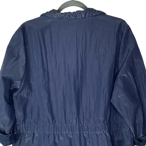 NEW CJ Banks Jacket Iridescent Size 16/18W 1X Cinch Waist Front Zip Navy Blue