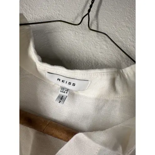 Reiss Womens White Ellis Button Up Top Sz 4 Linen Blend Minimalist Euro Summer