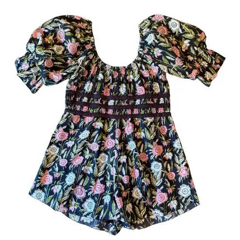 Saylor Allegra Floral Puff Sleeve Romper – Size Large 798J