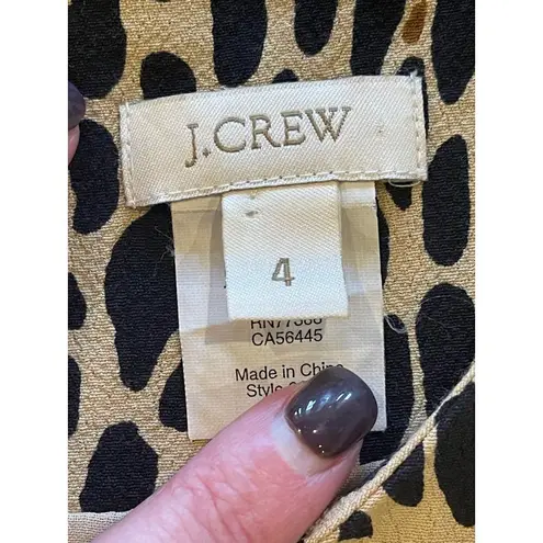 J.Crew J.‎ Crew Tan And Black Leopard Print Long Sleeve Pocket Front Shift Dress Size 4
