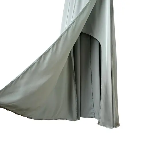 Azazie Calissa Mist A-Line V-Neck Pleated Stretch Satin Dress Bridesmaid Gown A0