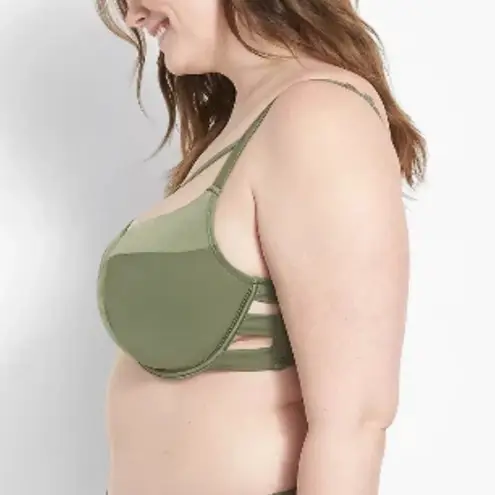 Cacique Swim Olive Underwire Lightly Lined Balconette Bikini Top, Size 42DD