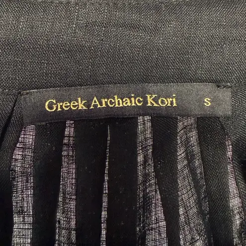 GREEK ARCHAIC KORI Linen Sena Top in Black Size Small